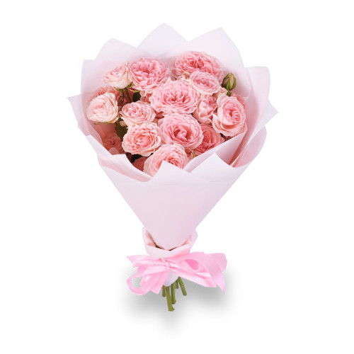 Букет из 5 розовых кустовых роз 50 см