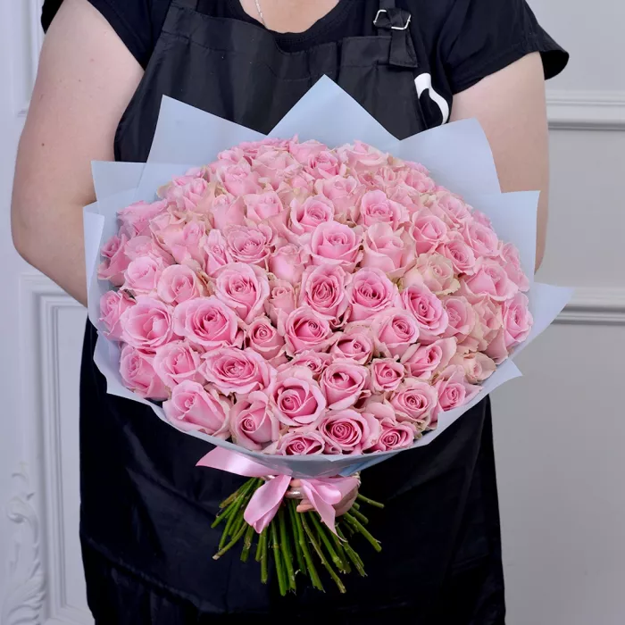 75 розовых роз Premium 40 см