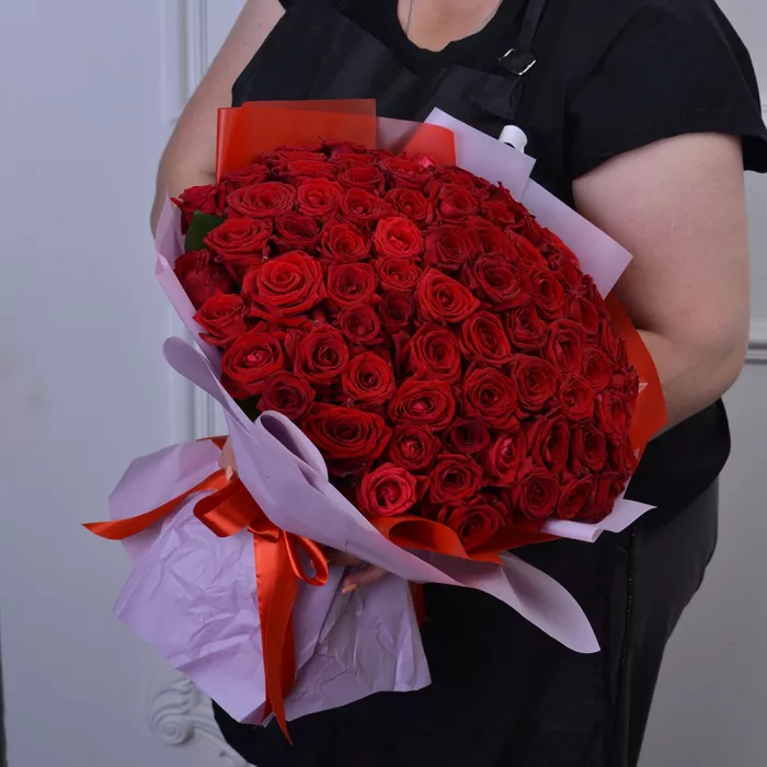 75 красных роз Premium 40 см