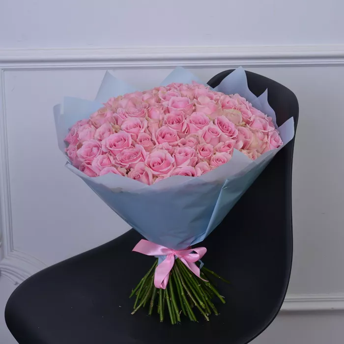 75 розовых роз Premium 40 см