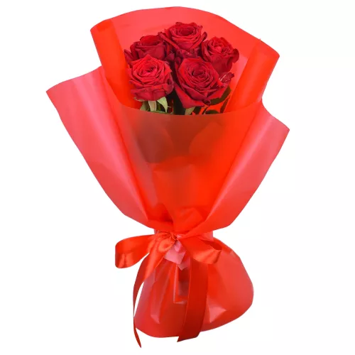 Букет из 5 красных розы 40 см