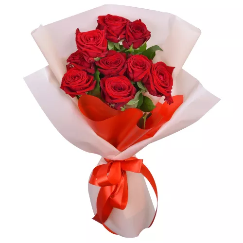 Букет из 9 красных роз premium 40 см
