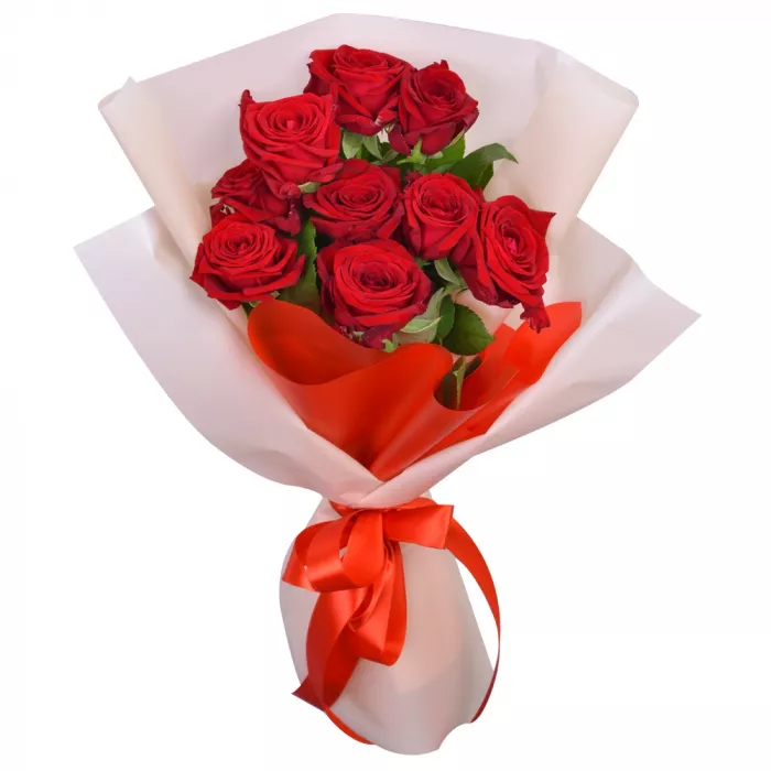 Букет из 9 красных роз premium 40 см