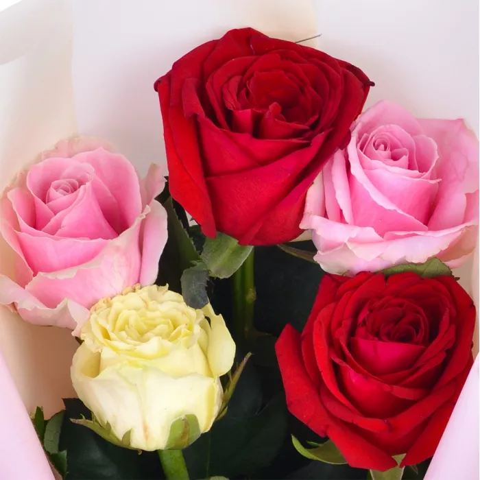 Букет из 5 роз микс 60 см