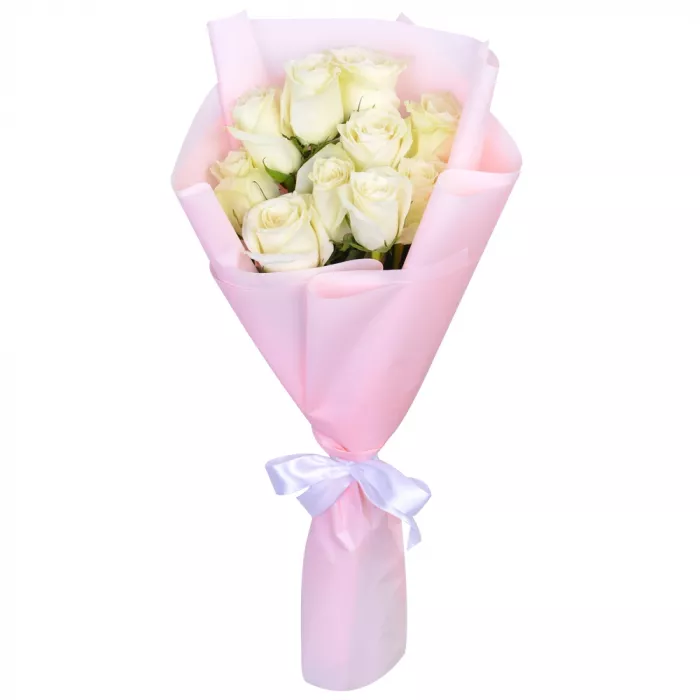Букет из 9 белых роз premium 40 см