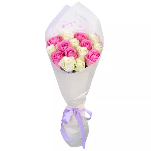 Букет из 15 разноцветных роз Premium 40 см