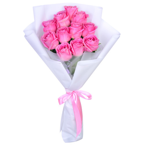 Букет из 11 розовых роз 40 см