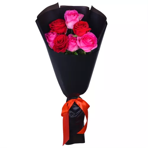 7 роз микс 60 см