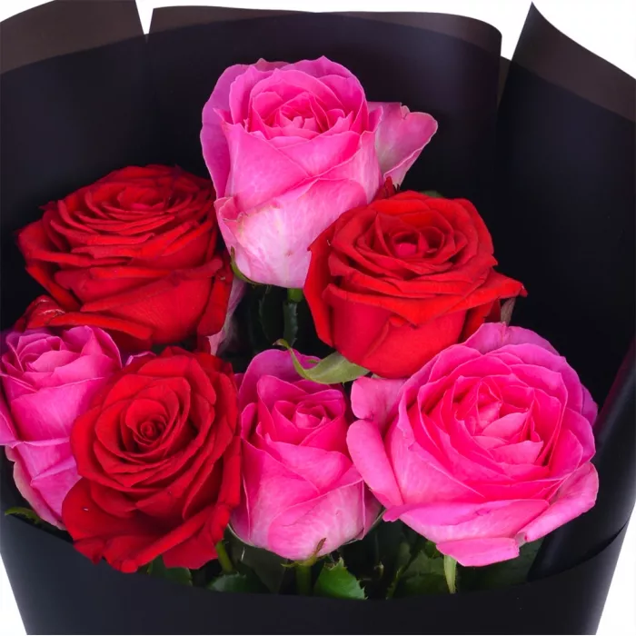 7 роз микс 60 см