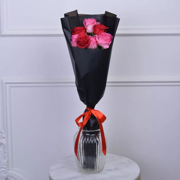 7 роз микс 60 см