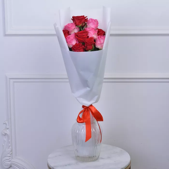 Букет из 11 разноцветных роз 60 см