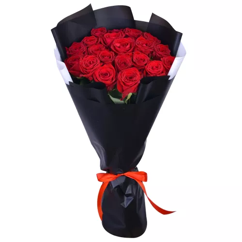 Монобукет из 21 красной розы Premium 60 см
