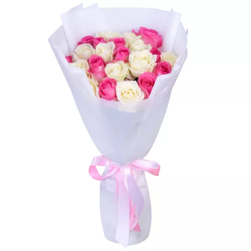 Букет из 21 разноцветной розы Premium 50 см