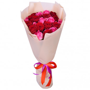 21 разноцветная роза Premium 50 см