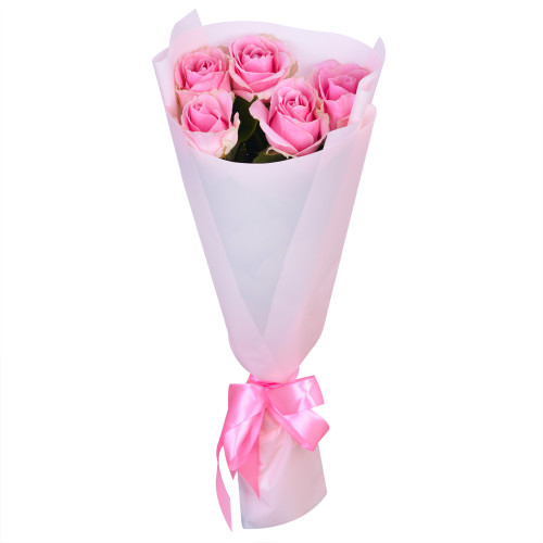 Букет из 5 розовых роз 50 см