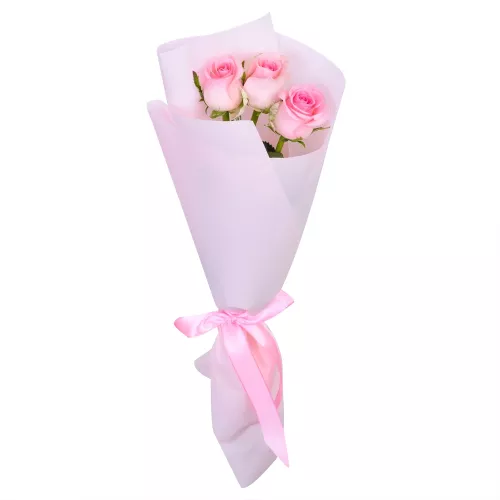 3 розовые розы 50 см
