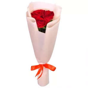 3 красные розы 40 см