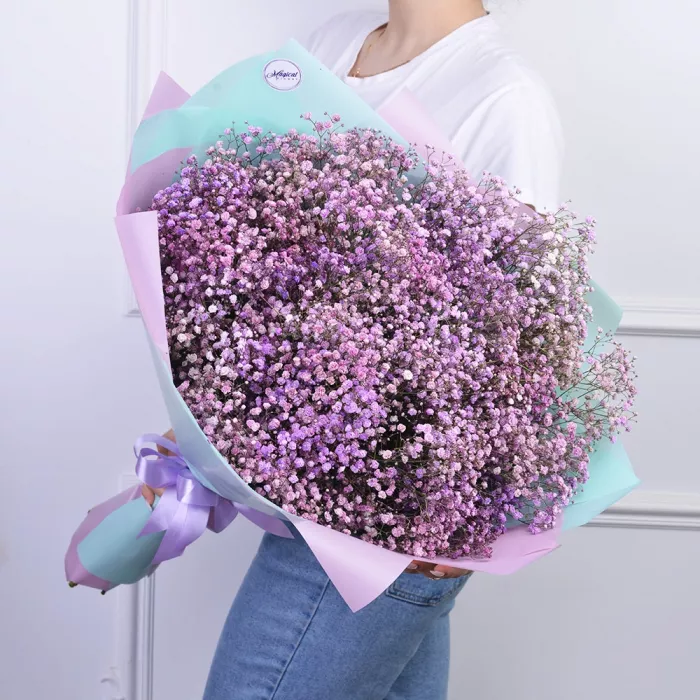 Букет из 15 фиолетовых гипсофил