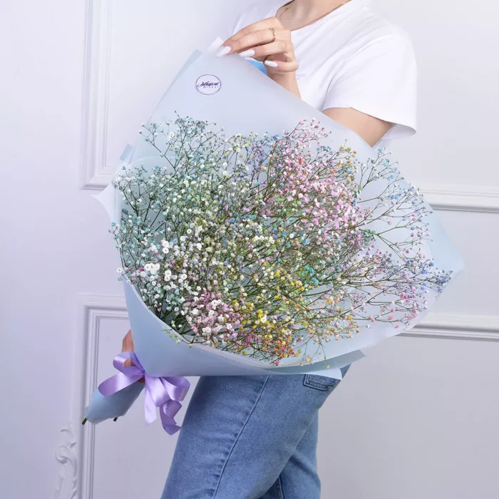 Букет из 9 радужных гипсофил