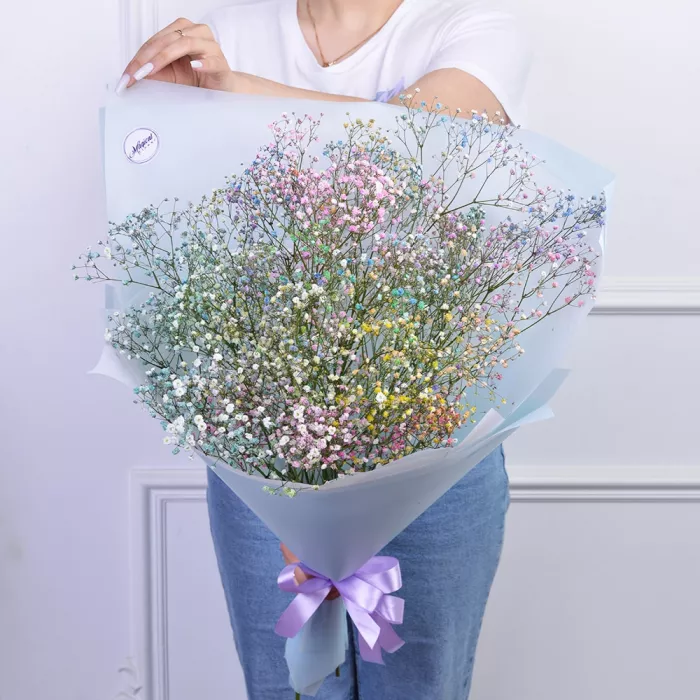 Букет из 9 радужных гипсофил