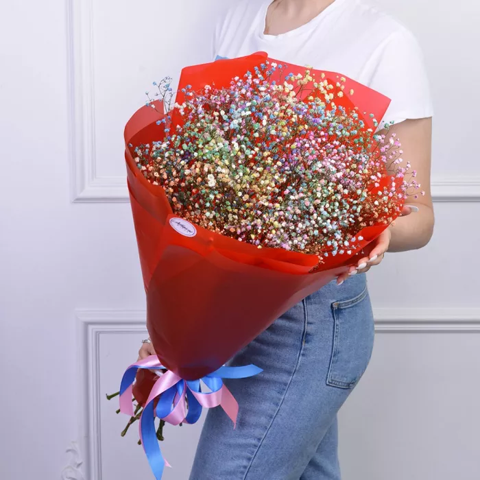 Букет из 11 радужных гипсофил