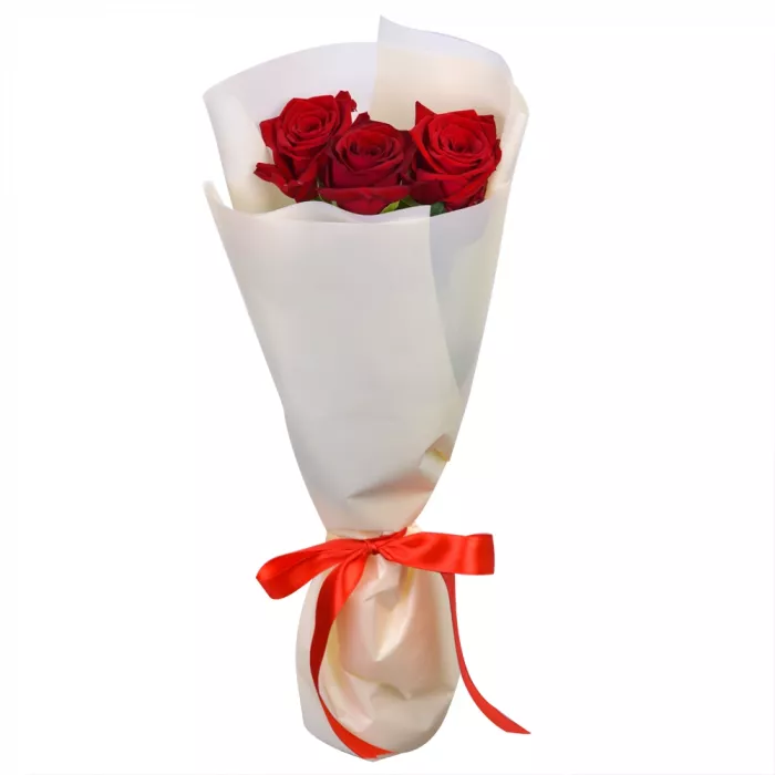Букет из 3 красных роз 60 см