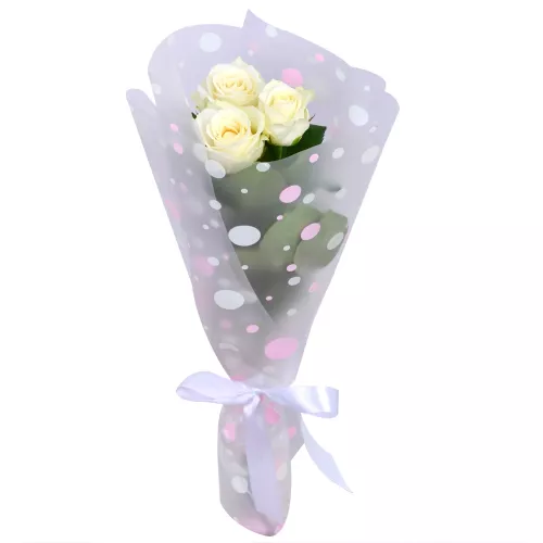 Букет из 3 белых роз 60 см
