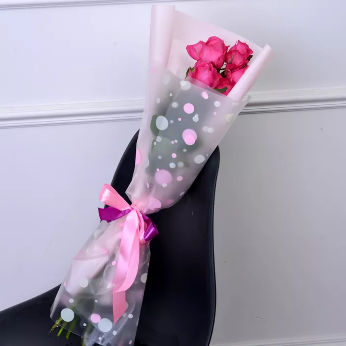 Букет из 5 малиновых роз 60 см