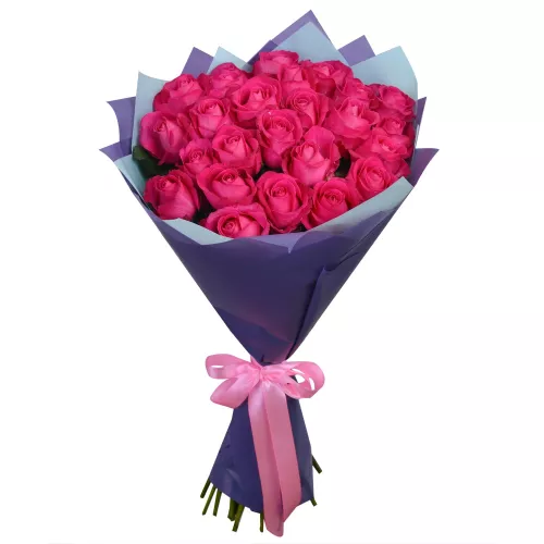 25 малиновых роз 60 см