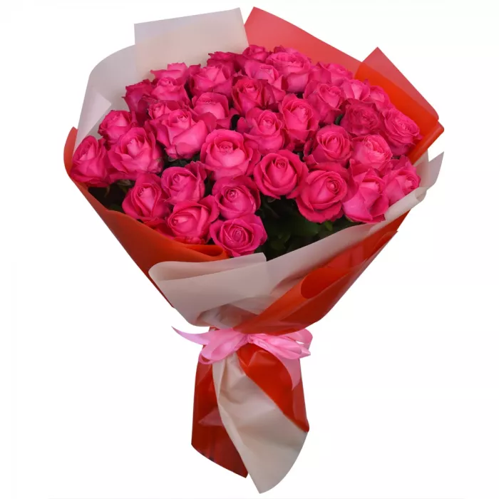 35 малиновых роз Premium 60 см