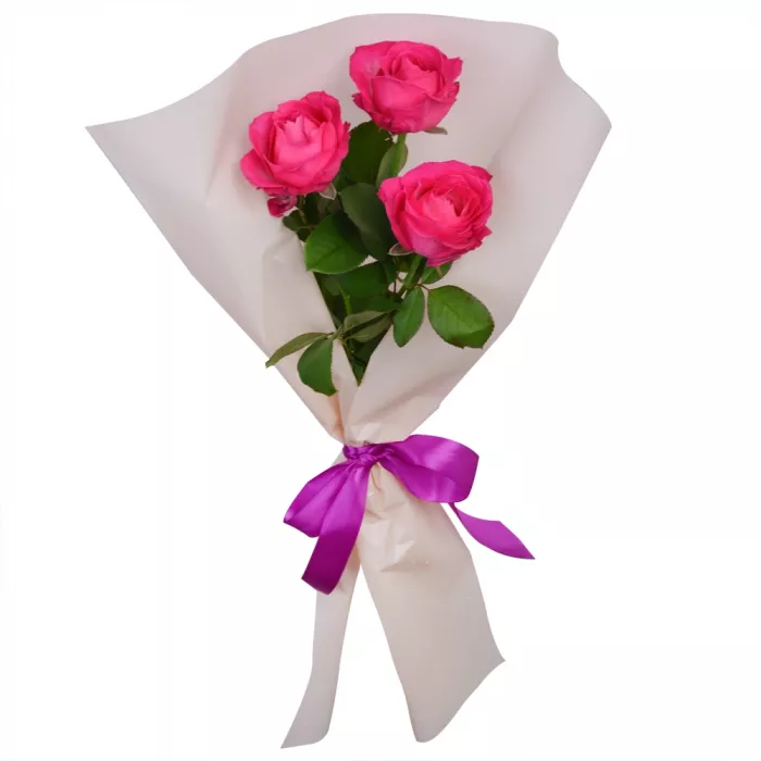 Букет из 3 малиновых розы 50 см