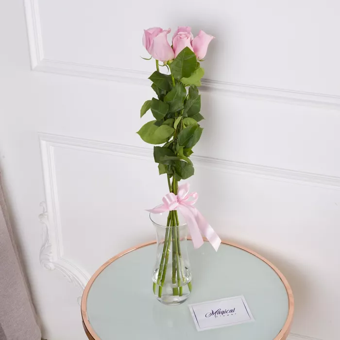 Букет из 5 розовых роз Эквадор 70 см Букет из 5 розовых роз Эквадор 70 см