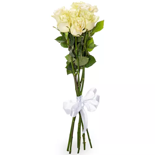 Букет из 7 белых роз Эквадор 70 см
