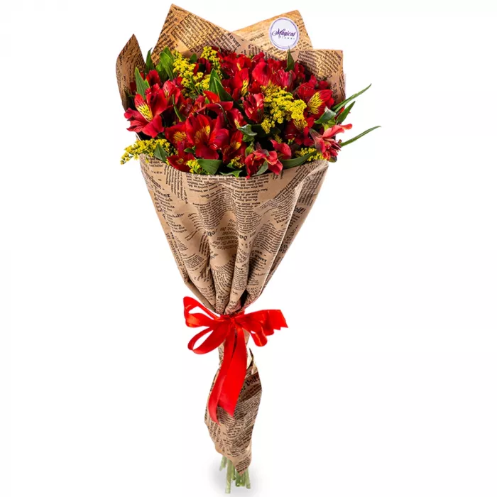 7 красных альстромерий