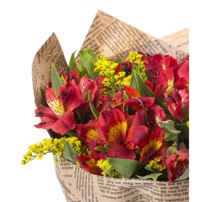 7 красных альстромерий