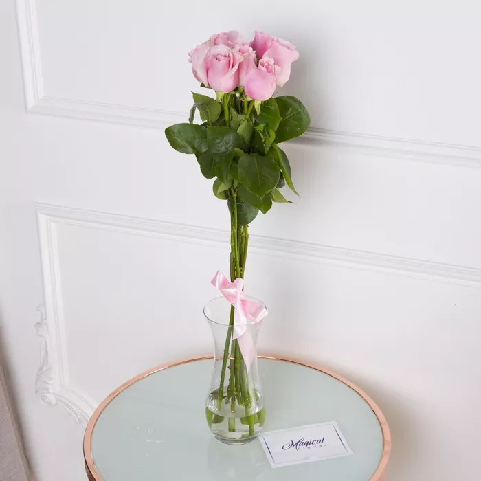 Букет из 7 розовых роз Эквадор 70 см