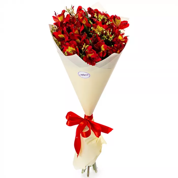 Букет из 5 красных альстромерий