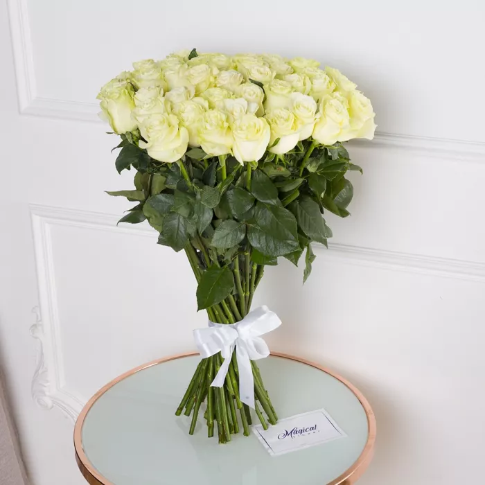 Букет из 51 белой розы Эквадор 70 см