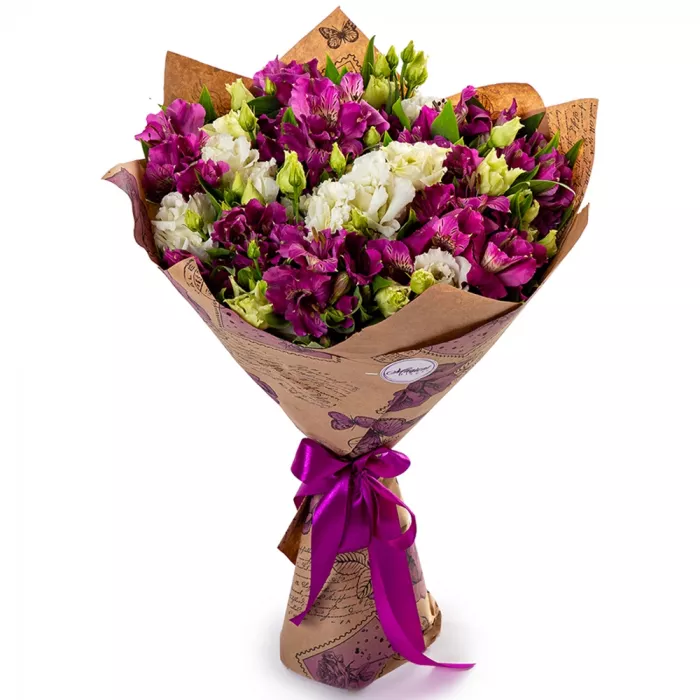 Букет из эустомы с альстромерией Букет из эустомы с альстромерией