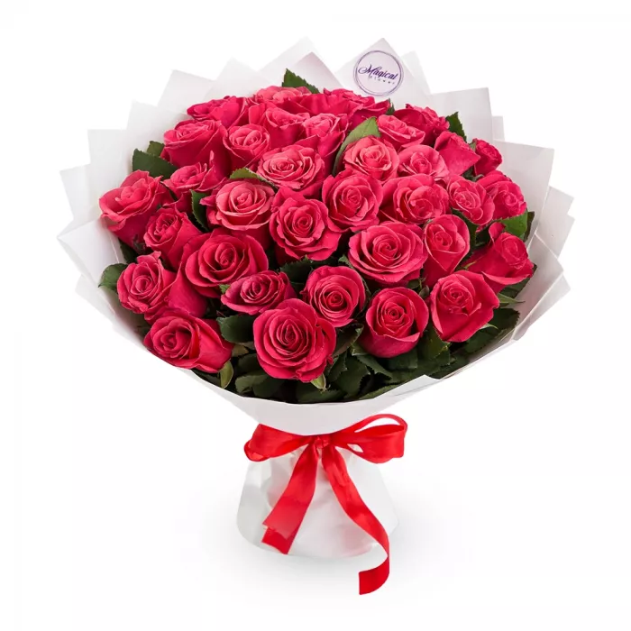 35 малиновых роз
