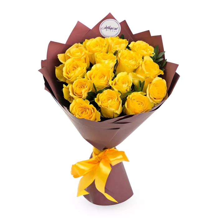 Букет из 15 желтых роз Букет из 15 желтых роз