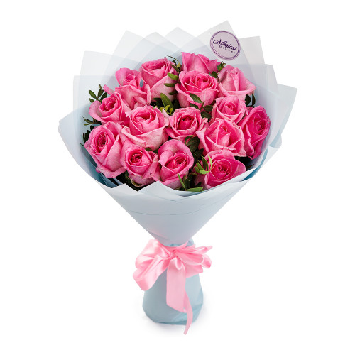 Букет из 15 розовых роз 50 см