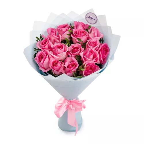 Букет из 15 розовых роз 50 см