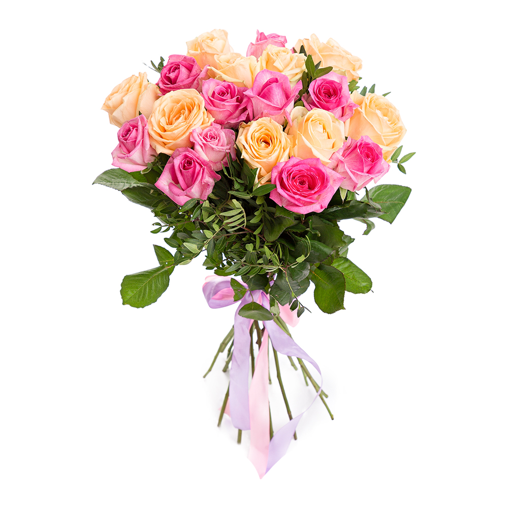 Букет из 19 разноцветных роз